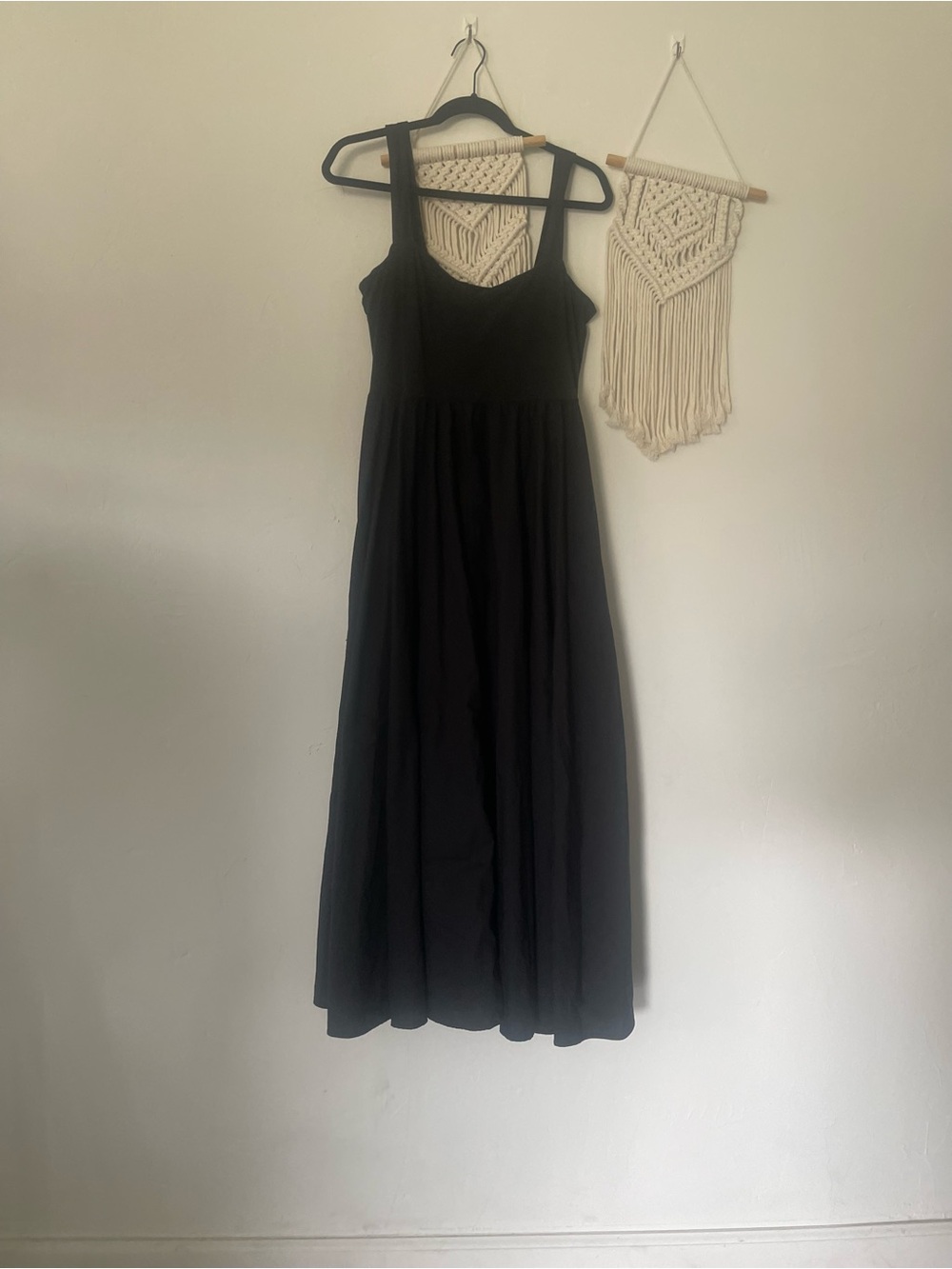 J. Crew Tank Dress Maxi with Poplin with Poplin Skirt Black - Picture 2 of 7
